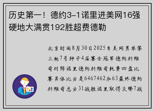 历史第一！德约3-1诺里进美网16强 硬地大满贯192胜超费德勒